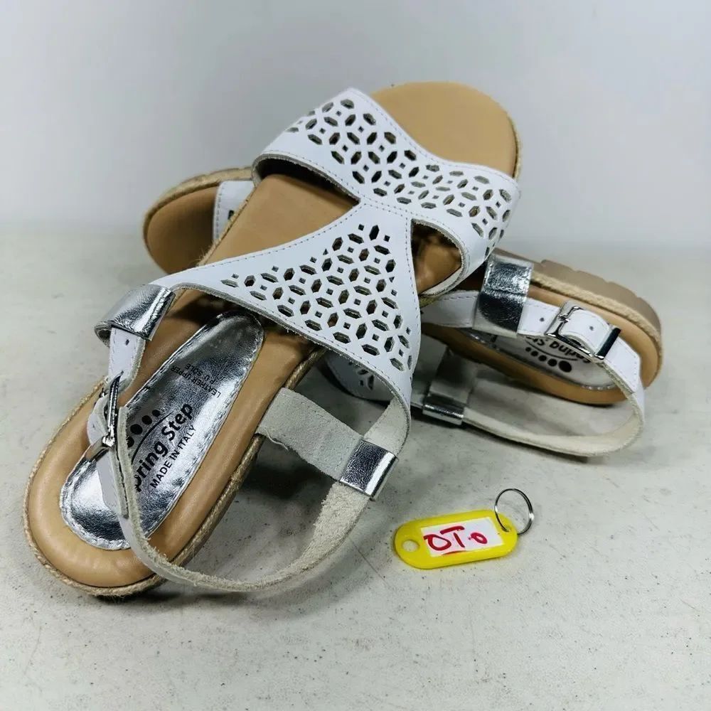 Spring Step women's white leather sandals 39-8